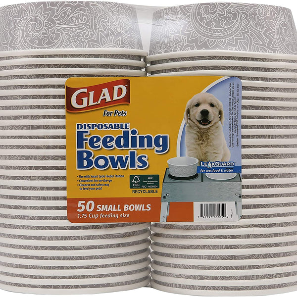 for Pets Disposable Feeding Bowls | Small Dog Feeding Bowls in Gray Pattern | 1.75 Cup Size - Great for Dry, Wet Dog Food or Water (Pack of 1)